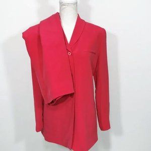 Travis Ayers Vintage Silk Skirt and Blazer 2 Piece Suit Red 10P